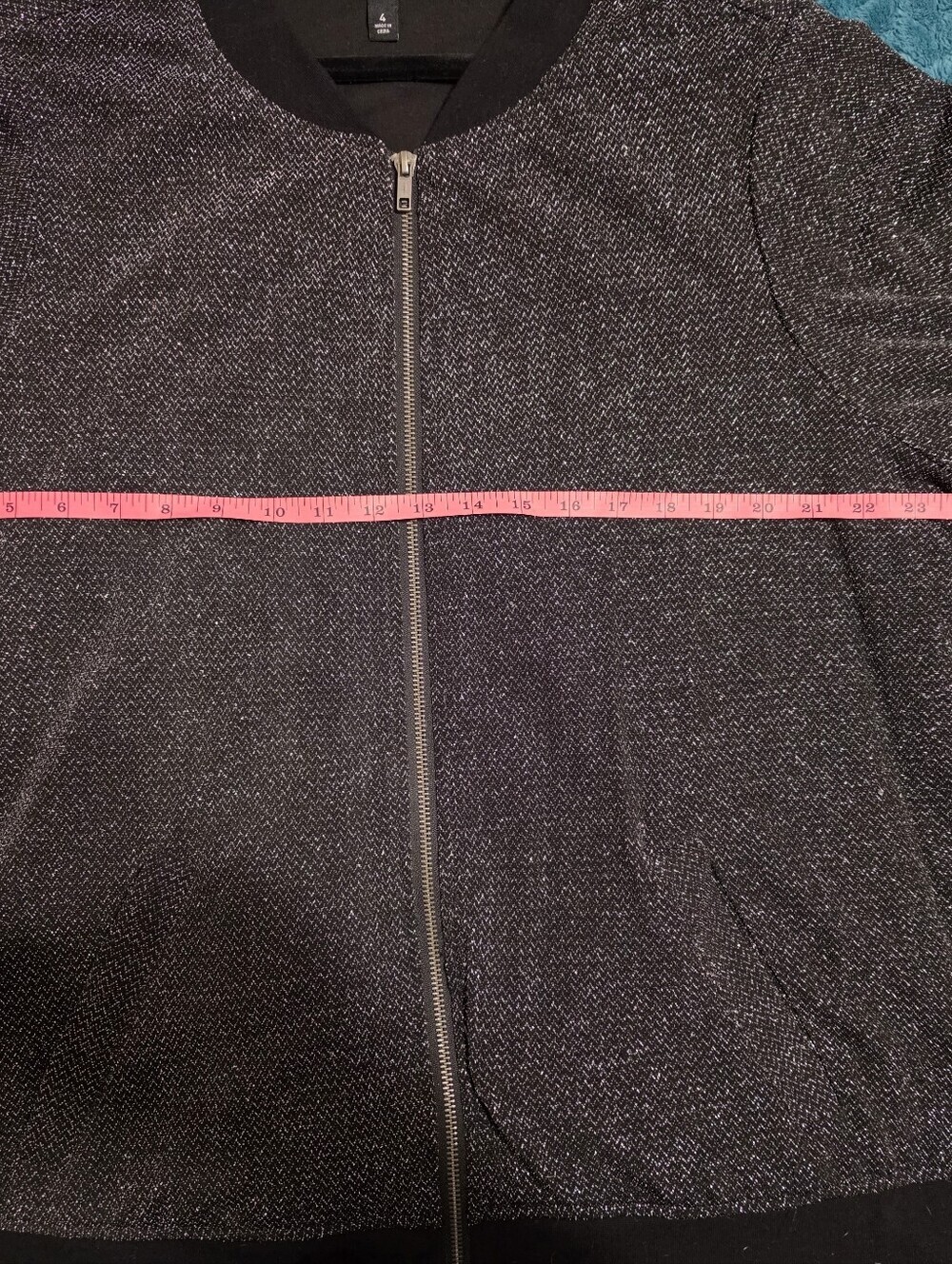 Torrid Knit Lurex Bomber Jacket Black Metallic Size 4 NWOT Plus Zip Front image 8